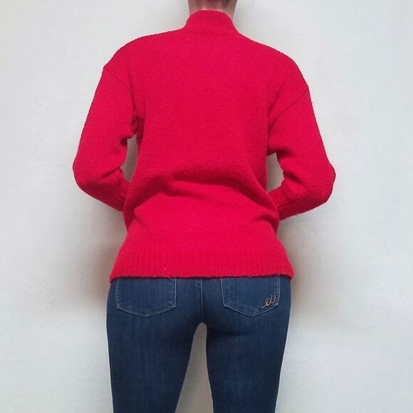 VINTAGE 70s Bristol Court Red Knit Ribbed Sweater - Picture 7 of 10